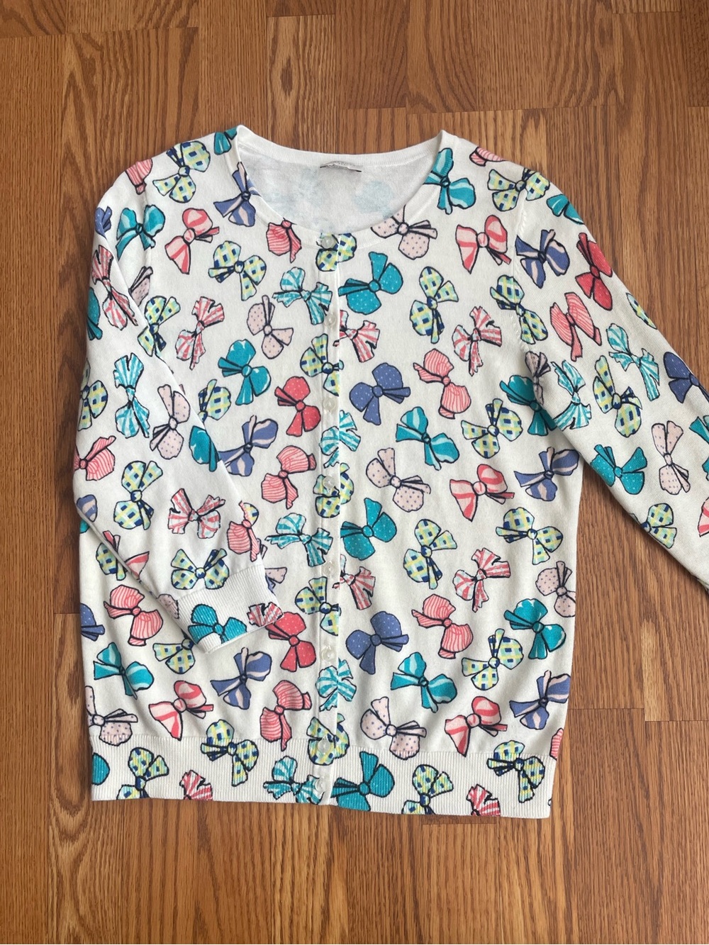 Talbots Bow Print Cardigan Sweater – Size M